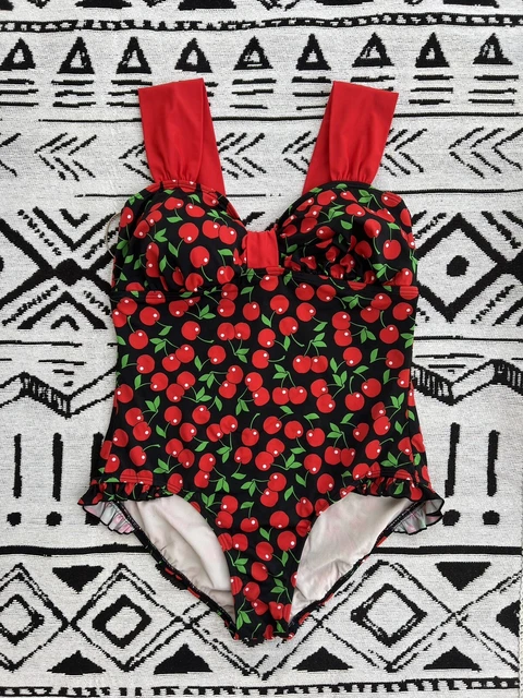 Torrid Rare! One Piece Cherry Print Swimsuit Size L (0)