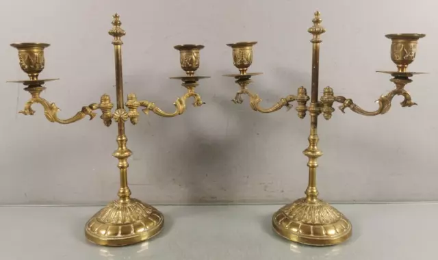 Paire CHANDELIERS 2 Feux Bronze ARTICULES Luminaires Eclairages Bougeoirs M3
