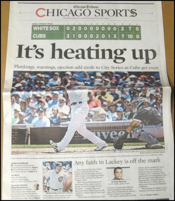 7/26/2017 Chicago Tribune Newspaper Cubs White Sox Willson Contreras John Lackey