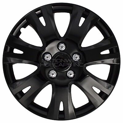 16" Set of 4 Black Wheel Covers Snap On Full Hub Caps fits R16 Tire & Steel Rim 3