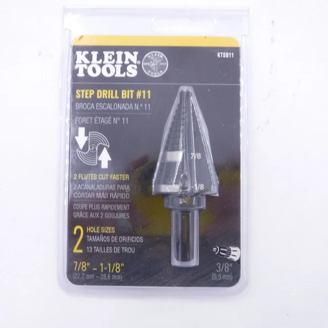 Klein Tools KTSB11 Double Fluted Step Drill Bit #11 7/8"- 1-1/8"