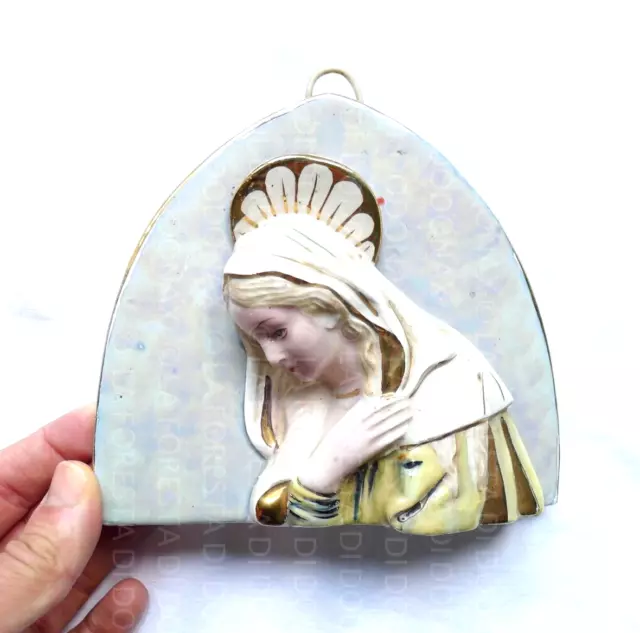 Formella Rilievo Ceramica Italiana Vintage Firma Zc  Stile Lenci Madonna Maria