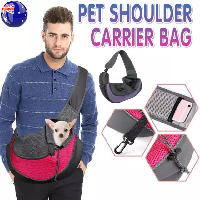 Pet Puppy Dog Mesh Sling Carry Pack Backpack Carrier Travel Tote Shoulder Bag AU