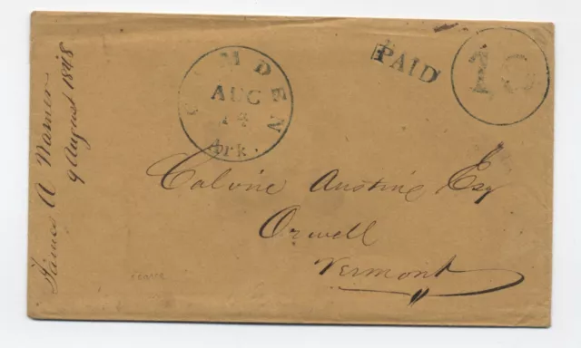1848 Camden Arkansas black CDS,  10 in circle stampless cover w letter [h.3858]