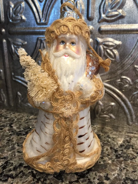 Beautiful Blown Glass Woodland Santa with Tree Ornament One Hundred 80 Degrees