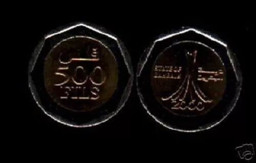 Bahrain 500 FILS KM-22 2000 Millenium "Bimetal" UNC Bahraini Pearl RARE COIN