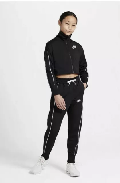 Nike Girl’s Sportswear High-Waisted Tracksuit Jacket Pants Size Medium Black