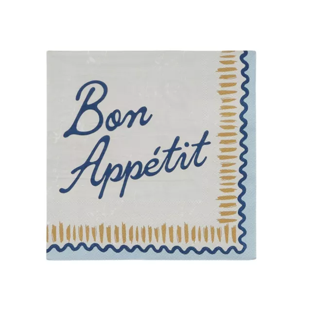 NEW Coastal Home Bon Appetit 3-Ply Napkin Set Blue 33x33cm 20pce