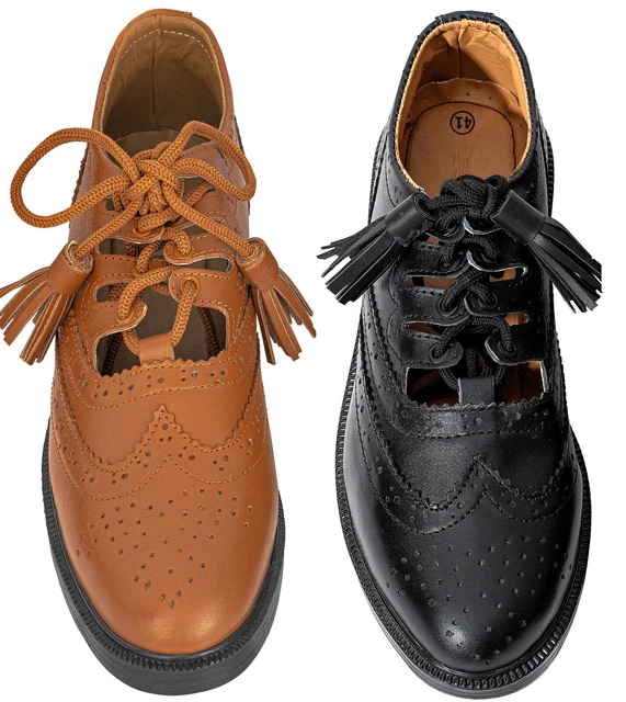 Produktbild von Lederschuhe Ghillie Brogue Kilt Schuhe Traditionelle Schottische Piper Und Highland Outfit Hochzeit Schuhe Mit Extra Langen Schnürsenkeln & Lederquasten Größe 3944 Stil Highlander Ledersohle