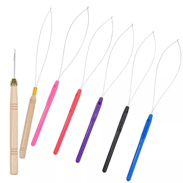 5Pcs Hair Extension Hook Pulling Tool Needle Threader Micro Nano Ring Beads Loop