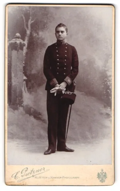 Photography C. Pietzner, Vienna, portrait cadet of the military academy in uniform m