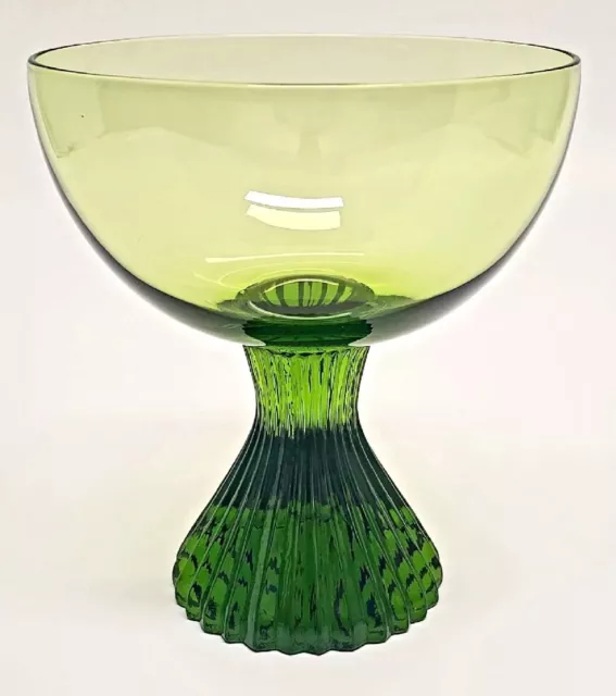 Vtg Lenox TEMPO Hand Blown Crystal Emerald Green Champagne Ribbed Footed S/3