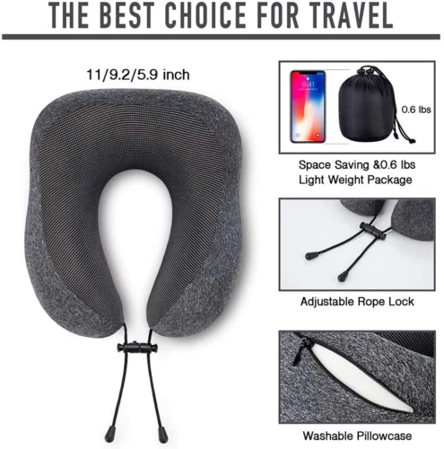U-Shaped Memory Foam Rebound Travel Pillow Neck Support Head Rest Airplane Sleep 5