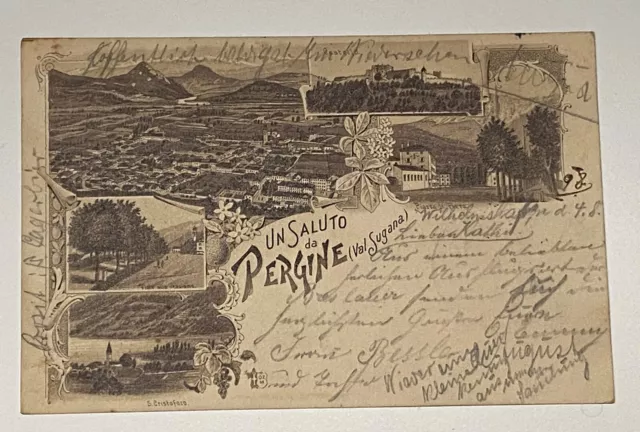 Cartolina Un Saluto da Pergine (Val Sugana)