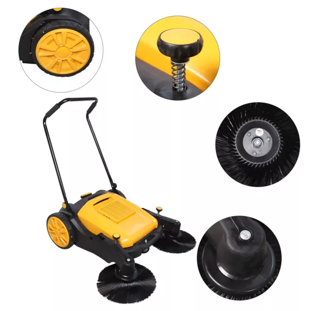 41"Hand Push Sweeper Floor Cleaner Tool Walk-Behind Pavement Street Sweeping 55L