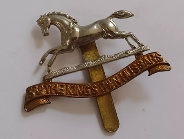 3rd Kings Own Hussars Regiment (King's) Cap Badge Bi Metal Slider ANTIQUE Org