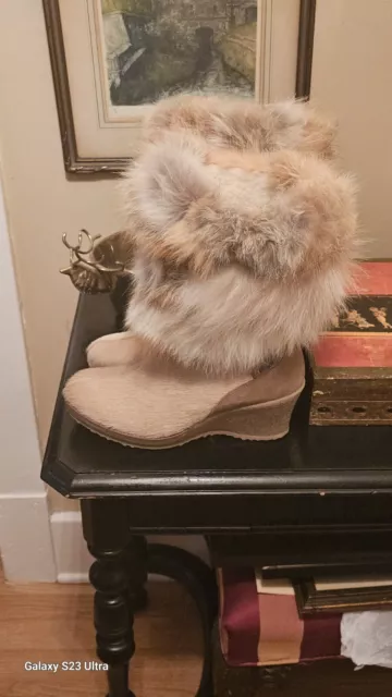 PAJAR Angelina Genuine Fox Fur Wedge Boot