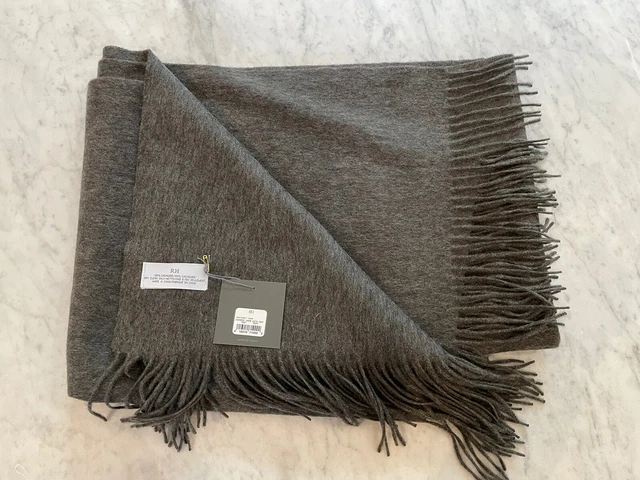 RESTORATION HARDWARE 555 GRAM CASHMERE Throw Blanket Charcoal Gray