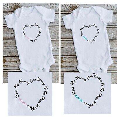 I love my mummy and Daddy personalised  Baby grow Bodysuit Baby Grow moon back