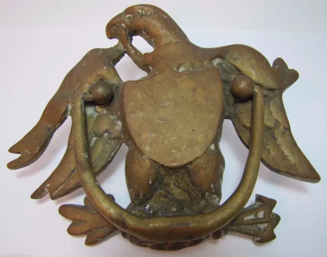 Old Bronze Eagle Door Knocker Americana spread winged arrows claws old patina