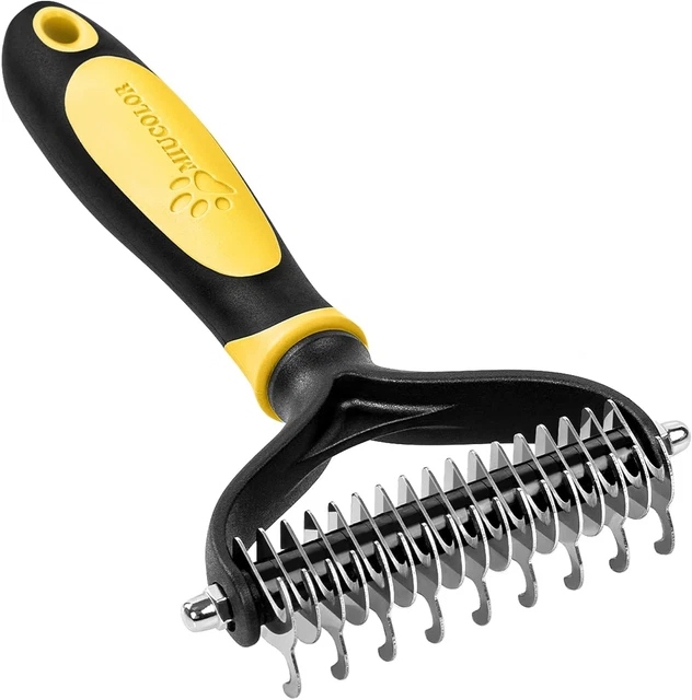 MIU COLOR Pet Grooming Brush, 2 Sided Undercoat Rake for Dogs & Cats, Profession