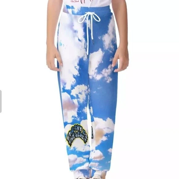 The Sky Is the Limit Joggers Youth Kids Medium Unisex Blue Clouds Sweat Pants