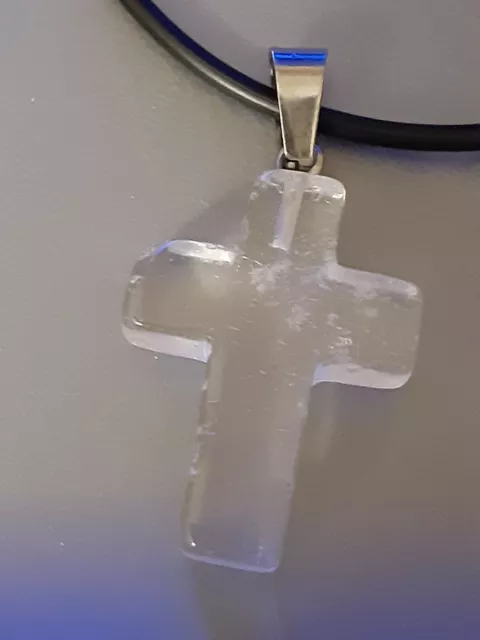 Clear Quartz Cross Necklace Crystal Gemstone Natural Stone Chakra healing