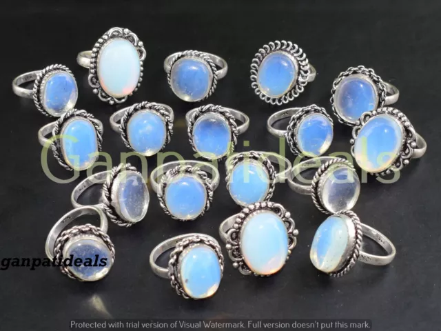 Opalite Gemstone Ring Wholesale Lot 925 Sterling Silver Plated Rings Lot