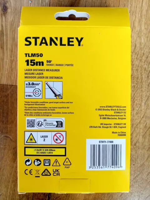 Télémètre Laser Stanley TLM50 - PORTÉE 15m Ecran LCD Indicateur de Batterie 2