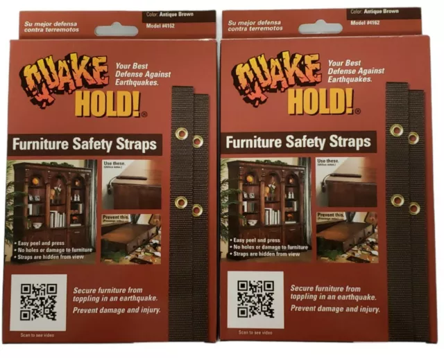 Earth Quake Hold, Furniture Nylon Safety Straps Model#4162 Brown NEW