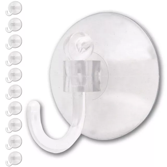 LARGE SUCTION CUP HOOKS Wall X10 Clear Heavy Duty Window Transparent See Through