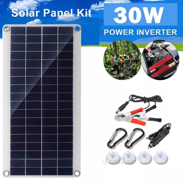 NeuSolarmodule 12V30W Tragbares Solarpanel Autobatterie Erhaltungs Ladegerät USB