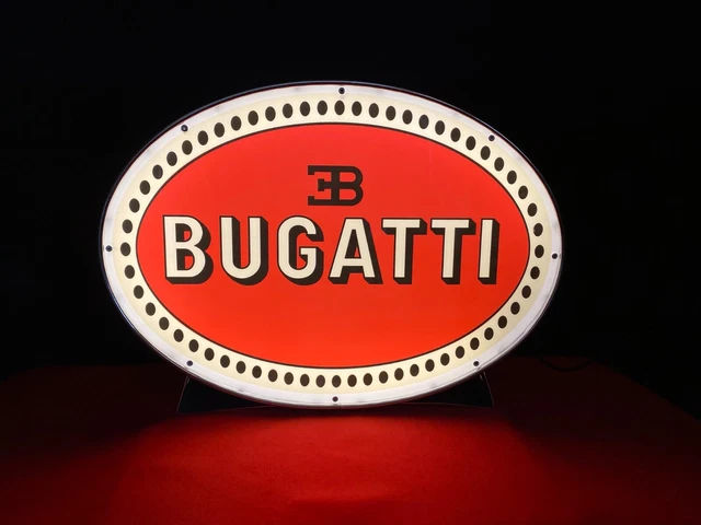 Bugatti Vintage Car Dealership Sign Illuminated / Lighted Automobilia