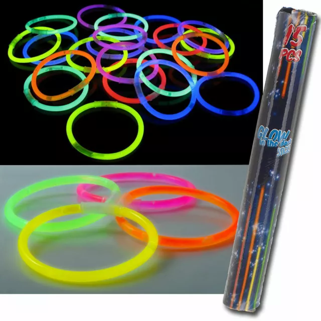 10 Collar/Pulseras De Neon Glow Glo En Palos Oscuros Gallina Noche Niños Adultos Reino Unido