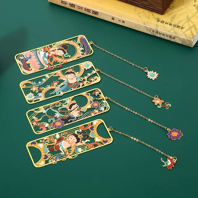 style Pendant Retro Tassel Brass Bookmark Pagination Mark Book Clip Painted