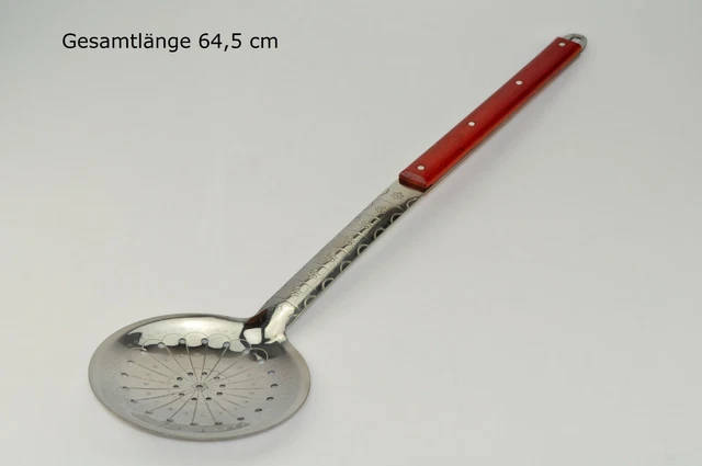 Schaumlöffel Edelstahl Mit Holzgriff - Nudelsieb & Abtropflöffel 38 Cm