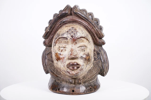 Beautiful Punu Helmet Mask 14" - Gabon - African Tribal Art