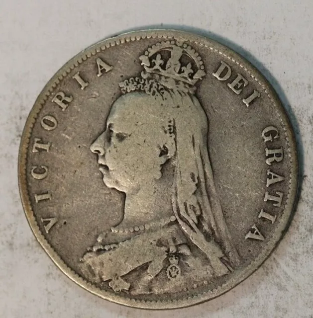 1889 Great Britain UK Victoria Half Crown Silver Coin - L72.B.61