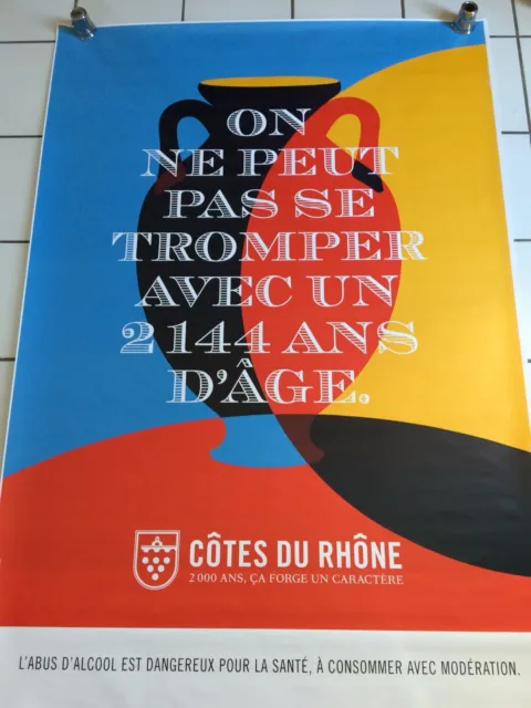 Poster Affiche 120x175 cm Vin Cotes Du Rhône 2144 ans Abri Bus  No Bouteille