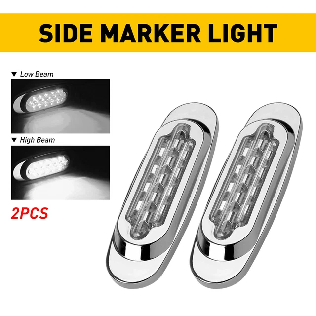 2x LED Clearance Lights Side Marker White Trailer Truck Caravan Decor Lamps ANE