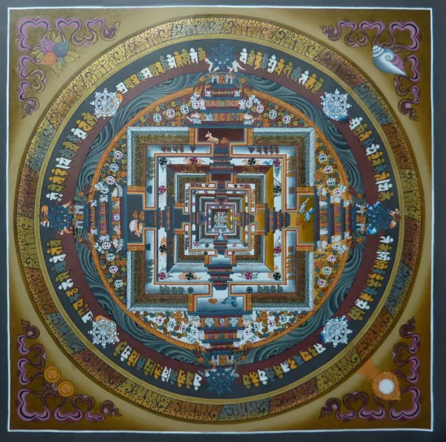 Kalachakra Mandala Thangka Hand Painted Nepalese Master Level Wall Art