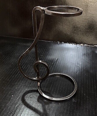 Hand Forged Iron 7.5" Musical Clef Candle Holder Unique / Beautiful