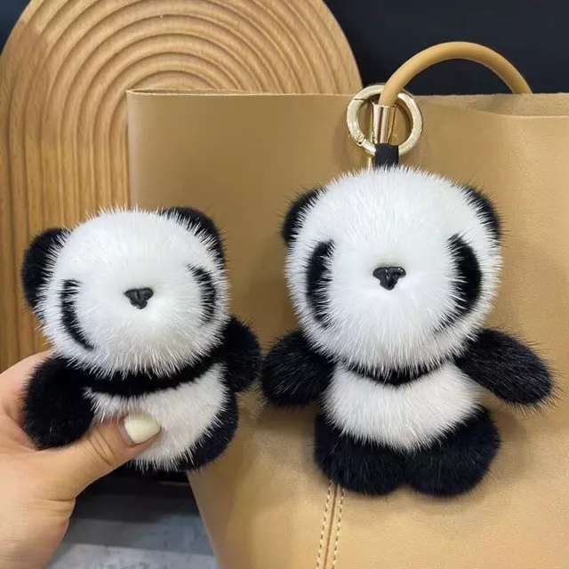 Cute Furry Plush Fluffy Panda KeyChain Pendant Bag Charm 11/13cm Gift For Girls