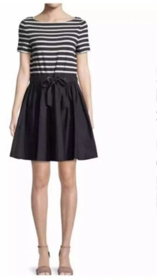 Kate Spade Stripe Knit Mixed Media Dress Size XS With Pockets
