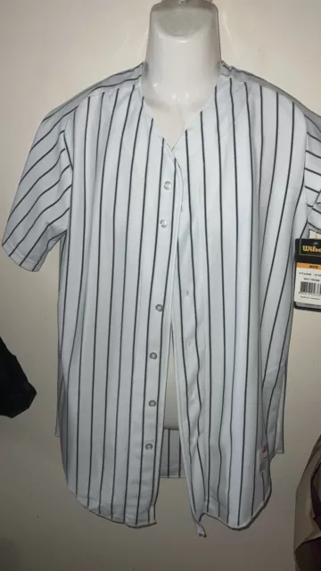 Wilson Men Pinstripe Sleeveless Button WilDri Baseball Jersey  S BRAND NEW