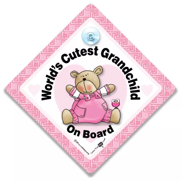 World's Cutest Grandchild On Board Sign 2, Granddaughter Baby On Board Car Sign