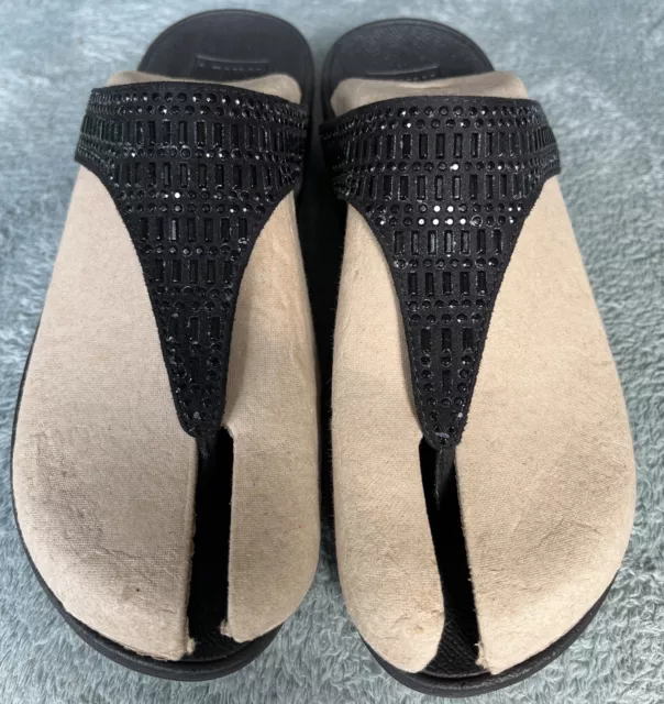 Fitflop Incastone Embellished Toe-thong Sandal. Black Size 6