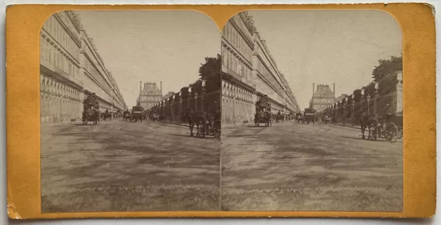 Francia Parigi Rue Da Rivoli Animata Omnibus c1870 Foto - Vintage Albumina P4