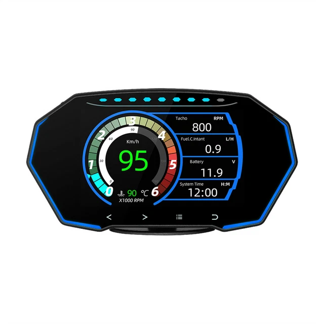 Car HUD OBD2+GPS Head Up Display LCD Digital Odometer Speedometer Security Alarm