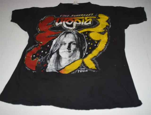 Vintage 1970s Todd Rundgren Utopia T-Shirt L Large Double Sided ORIGINAL Black